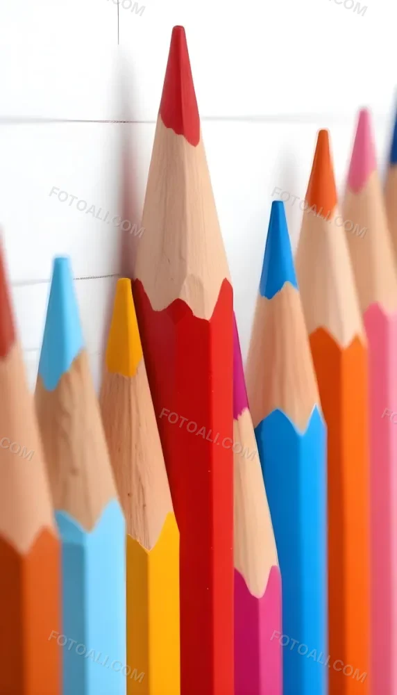 A Row Of Colored Pencils With Different Colors Red Yellow Blue Orange Pink On A Squared Paper Background 3 6794 05ad