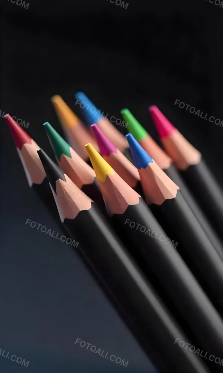 A Set Of Colored Pencils With Different Colors Arranged In A Row With A Dark Background And Soft Lighting Creating A Visually Appealing Composition 1 3171