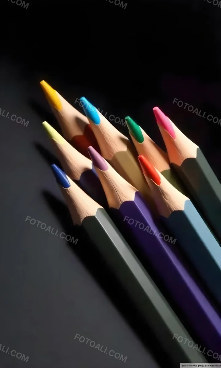 A Set Of Colored Pencils With Different Colors Arranged In A Row With A Dark Background And Soft Lighting Creating A Visually Appealing Composition 10 4825