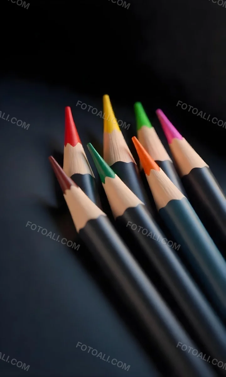A Set Of Colored Pencils With Different Colors Arranged In A Row With A Dark Background And Soft Lighting Creating A Visually Appealing Composition 11 E223