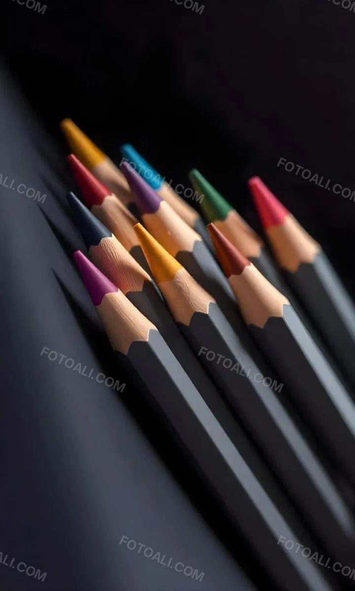 A Set Of Colored Pencils With Different Colors Arranged In A Row With A Dark Background And Soft Lighting Creating A Visually Appealing Composition 15 D50a