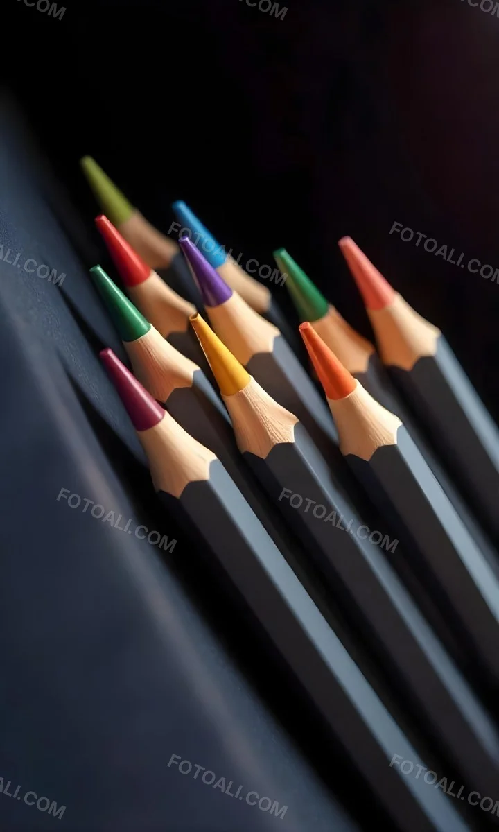 A Set Of Colored Pencils With Different Colors Arranged In A Row With A Dark Background And Soft Lighting Creating A Visually Appealing Composition 17 C226