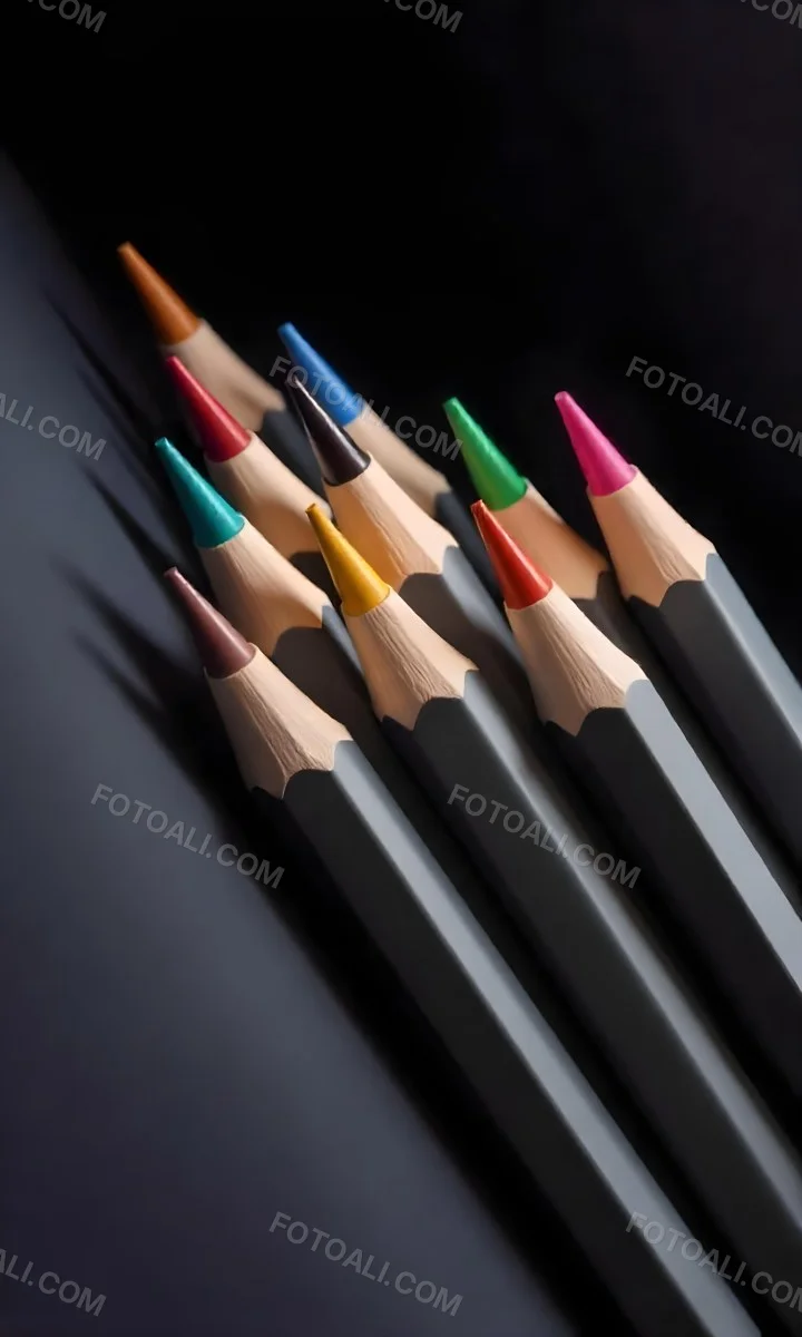 A Set Of Colored Pencils With Different Colors Arranged In A Row With A Dark Background And Soft Lighting Creating A Visually Appealing Composition 21 3398