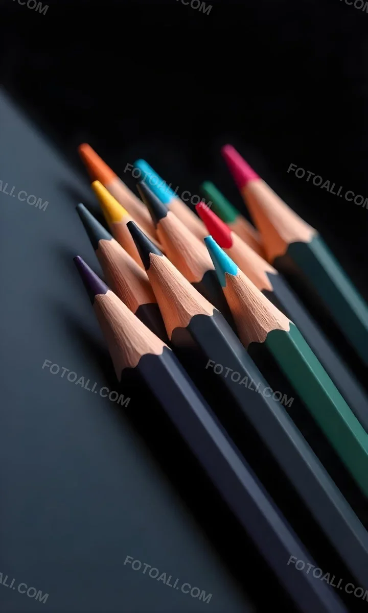 A Set Of Colored Pencils With Different Colors Arranged In A Row With A Dark Background And Soft Lighting Creating A Visually Appealing Composition 24 E48f