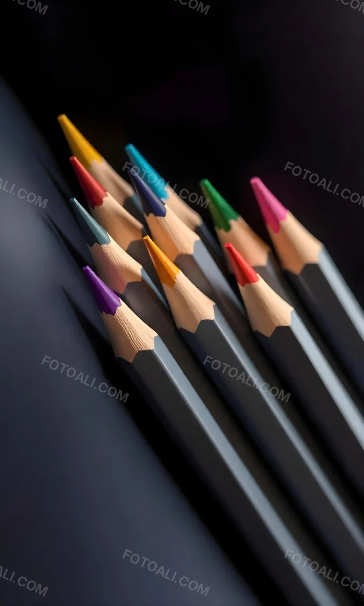 A Set Of Colored Pencils With Different Colors Arranged In A Row With A Dark Background And Soft Lighting Creating A Visually Appealing Composition 26 A064