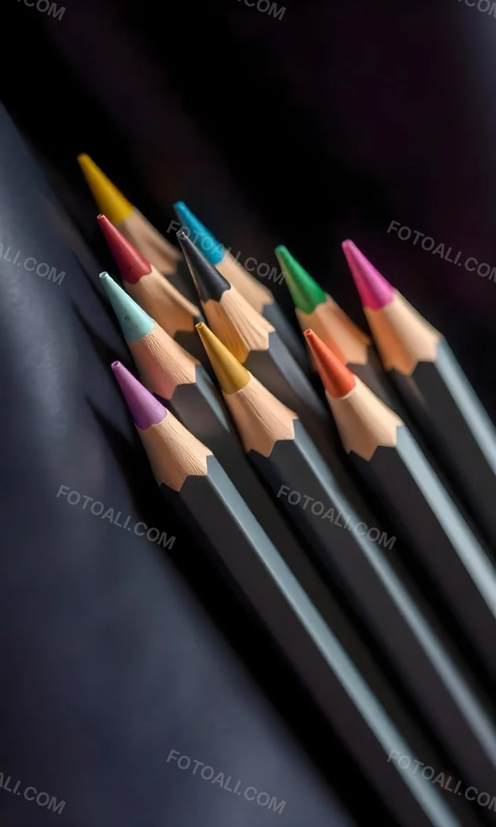 A Set Of Colored Pencils With Different Colors Arranged In A Row With A Dark Background And Soft Lighting Creating A Visually Appealing Composition 32 6e93