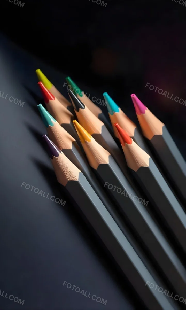 A Set Of Colored Pencils With Different Colors Arranged In A Row With A Dark Background And Soft Lighting Creating A Visually Appealing Composition 37 C915