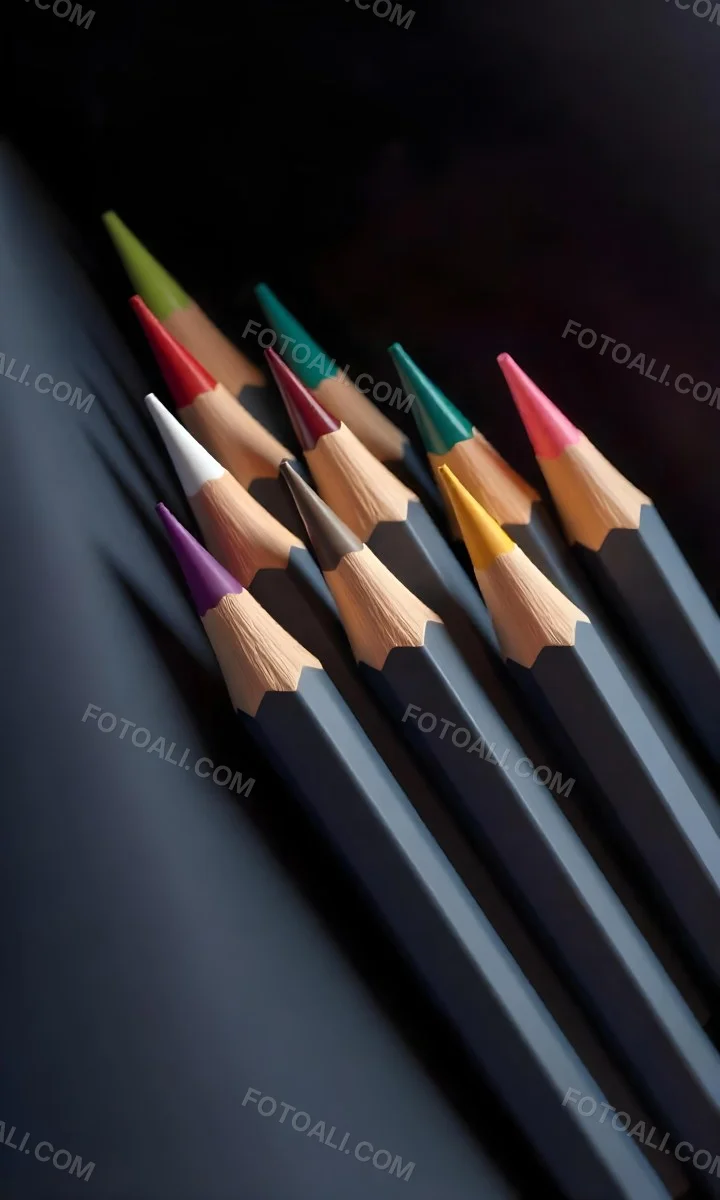 A Set Of Colored Pencils With Different Colors Arranged In A Row With A Dark Background And Soft Lighting Creating A Visually Appealing Composition 38 0416