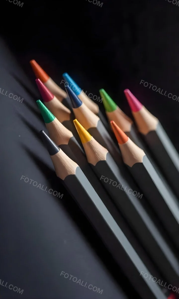 A Set Of Colored Pencils With Different Colors Arranged In A Row With A Dark Background And Soft Lighting Creating A Visually Appealing Composition 4 79b7
