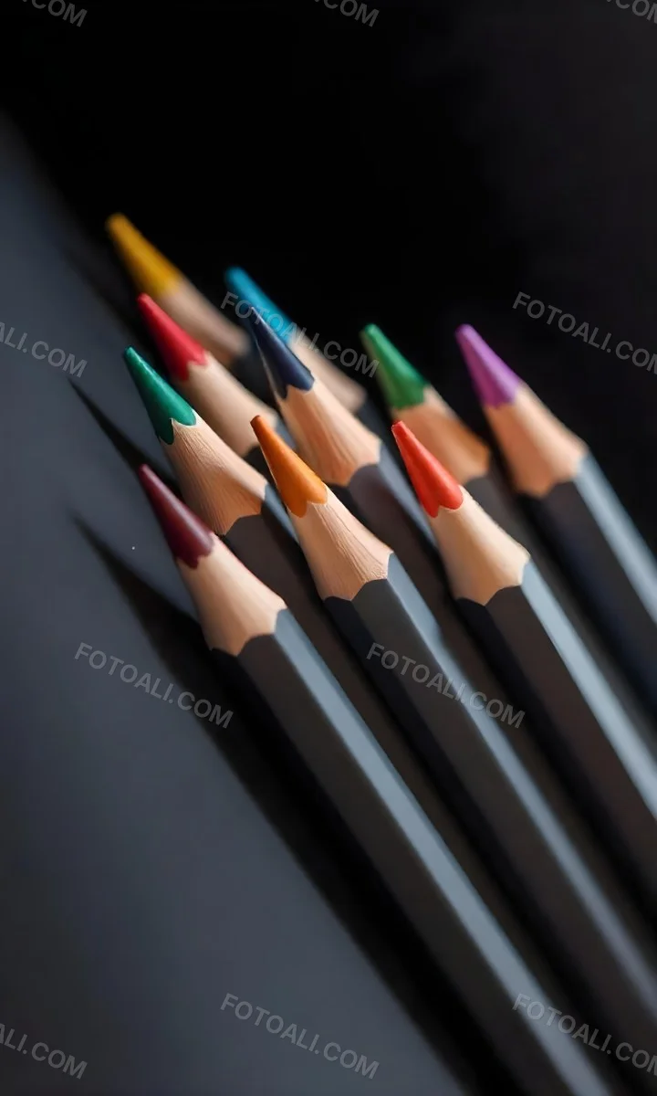 A Set Of Colored Pencils With Different Colors Arranged In A Row With A Dark Background And Soft Lighting Creating A Visually Appealing Composition 5 D801