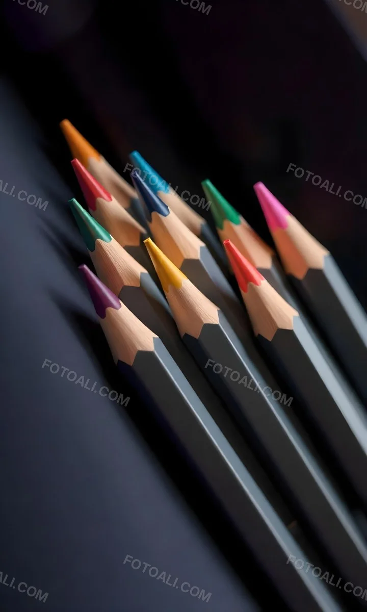 A Set Of Colored Pencils With Different Colors Arranged In A Row With A Dark Background And Soft Lighting Creating A Visually Appealing Composition 8 8f8a