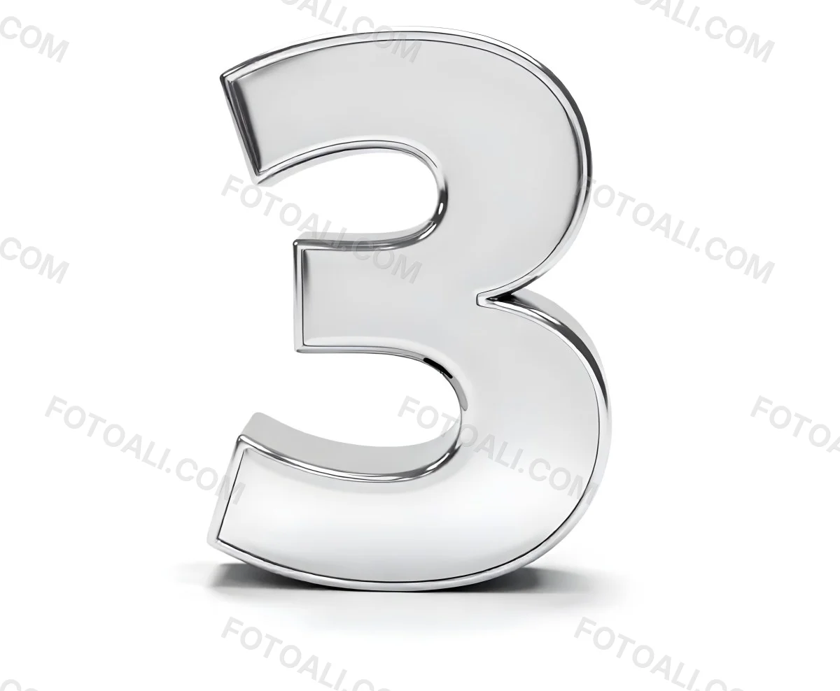 A Shiny Silver Number Three On A White Background Casting A Soft Shadow Smooth Surface Elegant Design Modern Typography Minimalist Style Clean Presentation 17 E6e5