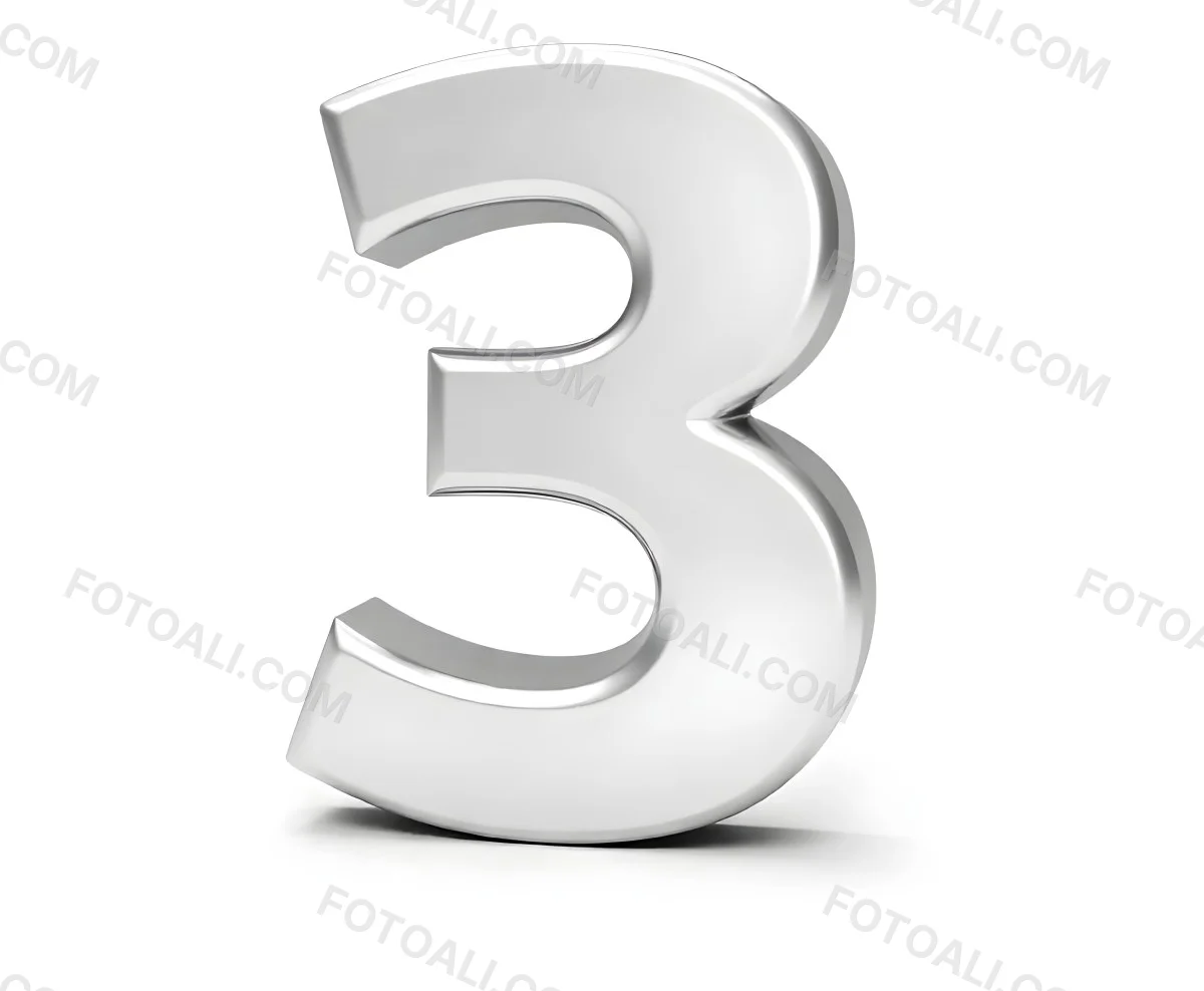 A Shiny Silver Number Three On A White Background Casting A Soft Shadow Smooth Surface Elegant Design Modern Typography Minimalist Style Clean Presentation 20 33a7