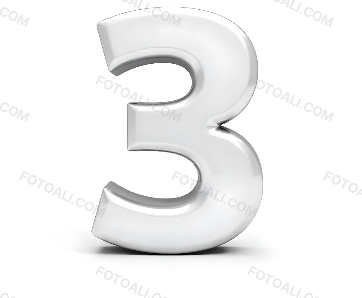 A Shiny Silver Number Three On A White Background Casting A Soft Shadow Smooth Surface Elegant Design Modern Typography Minimalist Style Clean Presentation 23 Bfcd