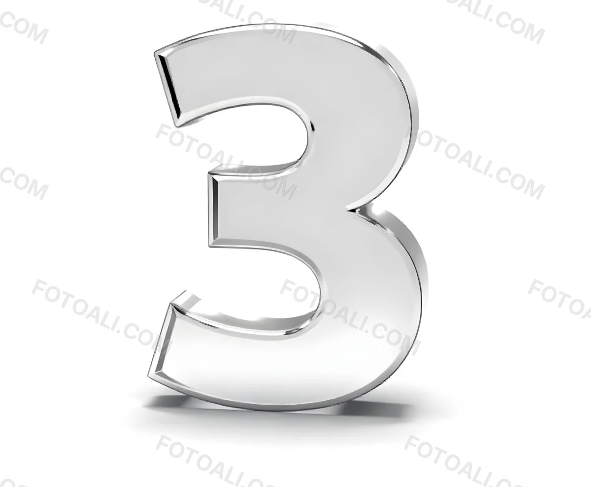 A Shiny Silver Number Three On A White Background Casting A Soft Shadow Smooth Surface Elegant Design Modern Typography Minimalist Style Clean Presentation 26 F06e