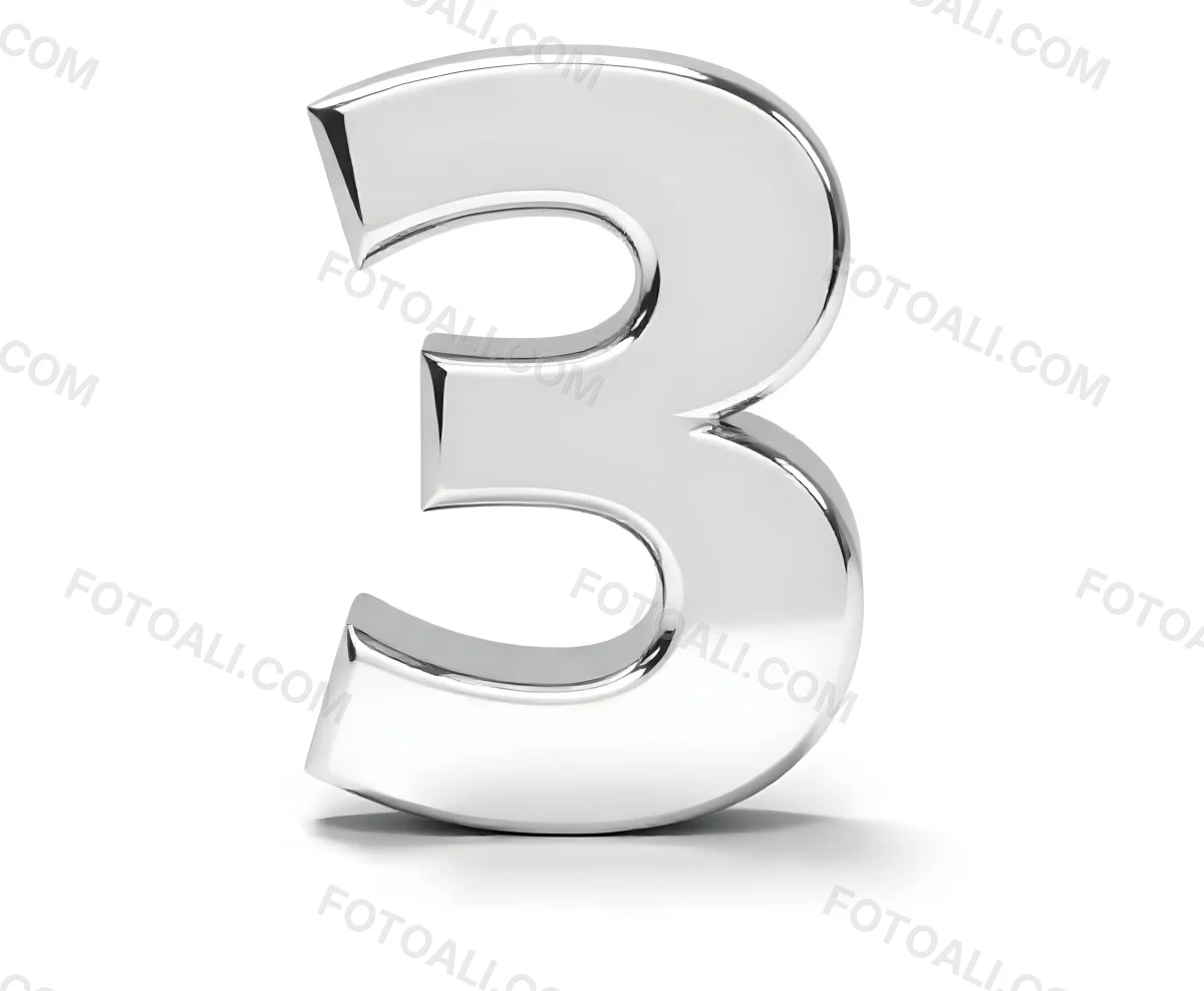 A Shiny Silver Number Three On A White Background Casting A Soft Shadow Smooth Surface Elegant Design Modern Typography Minimalist Style Clean Presentation 31 6efd