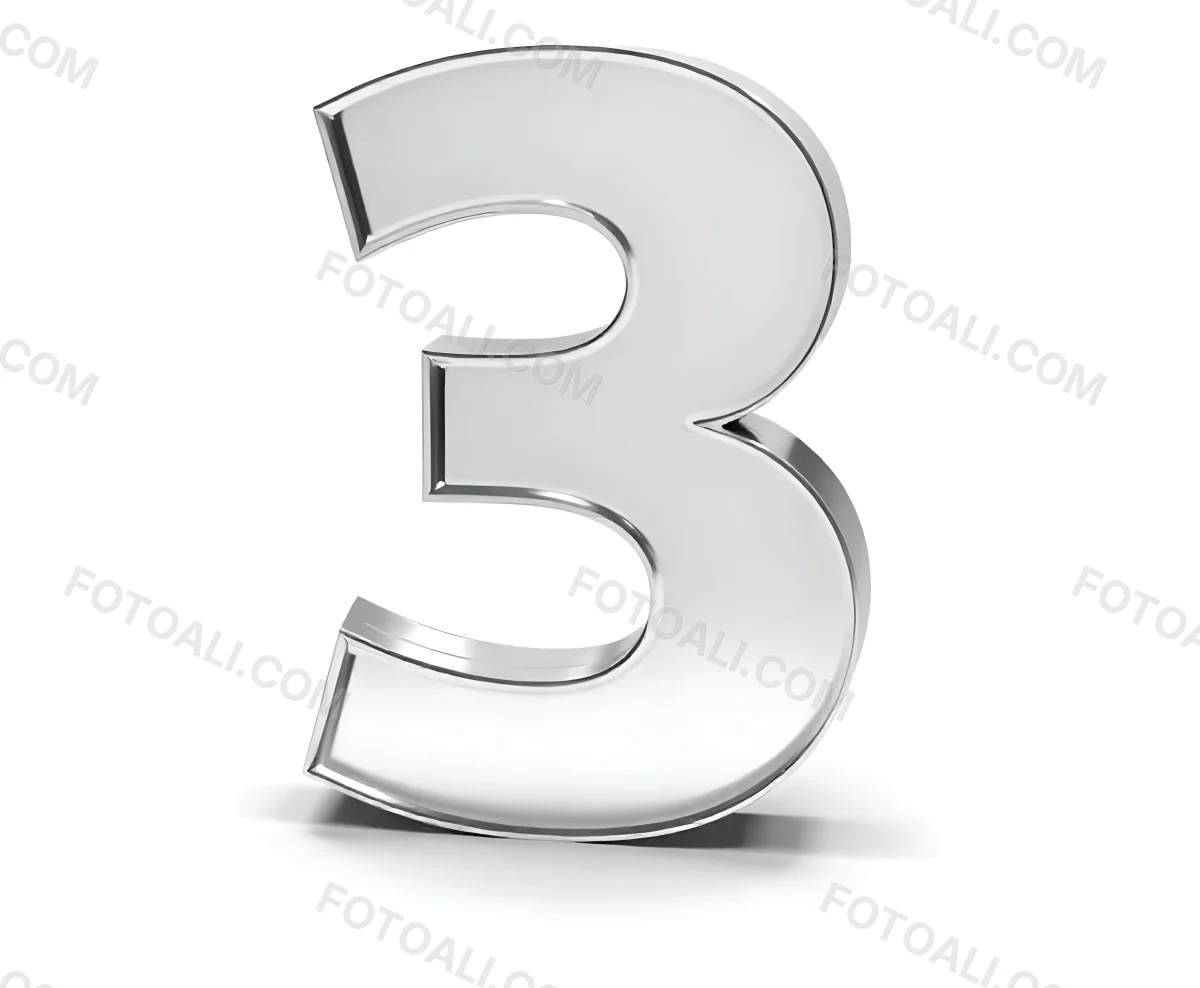 A Shiny Silver Number Three On A White Background Casting A Soft Shadow Smooth Surface Elegant Design Modern Typography Minimalist Style Clean Presentation 35 F29c