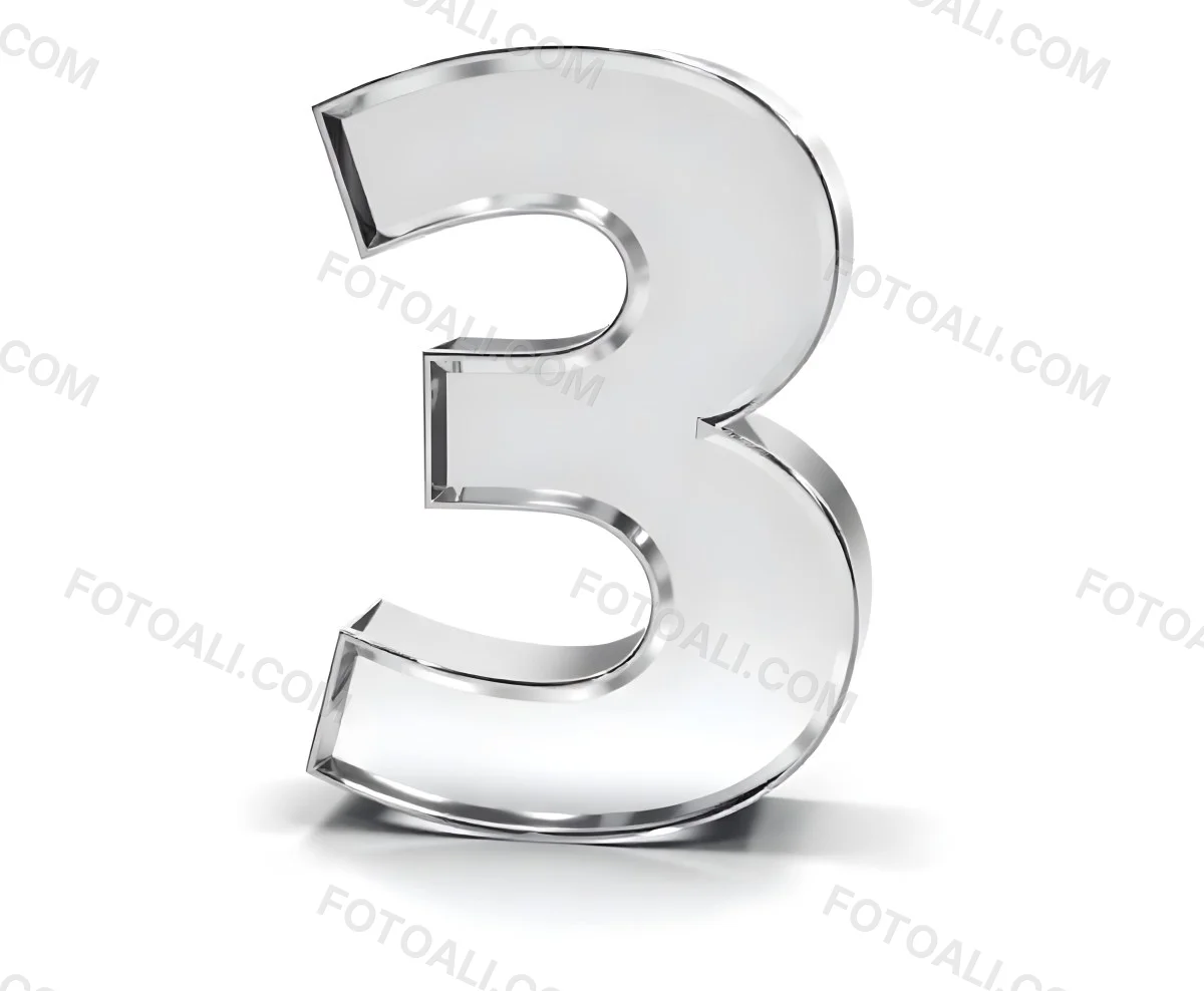 A Shiny Silver Number Three On A White Background Casting A Soft Shadow Smooth Surface Elegant Design Modern Typography Minimalist Style Clean Presentation 36 4c87