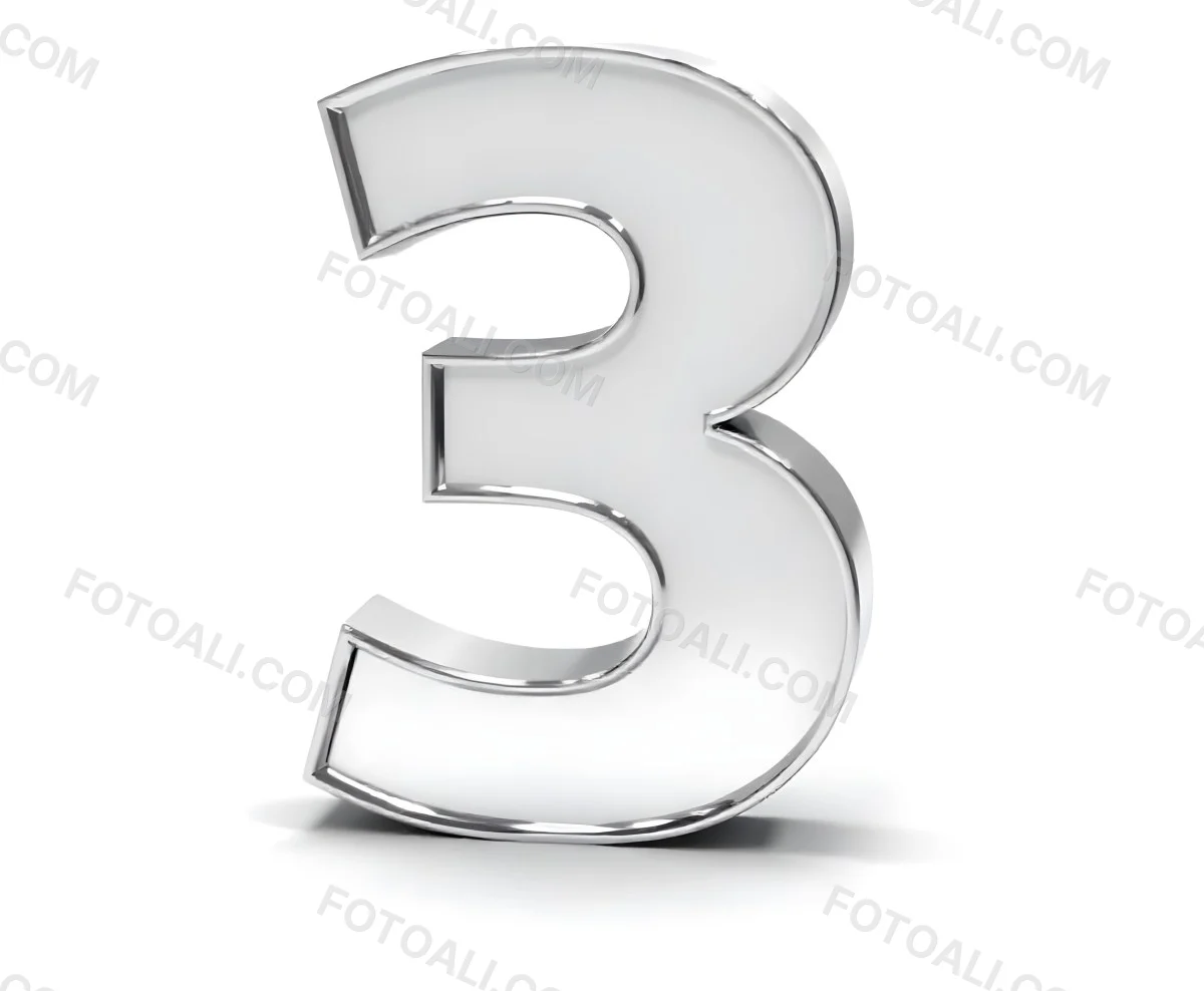 A Shiny Silver Number Three On A White Background Casting A Soft Shadow Smooth Surface Elegant Design Modern Typography Minimalist Style Clean Presentation 37 9b5d