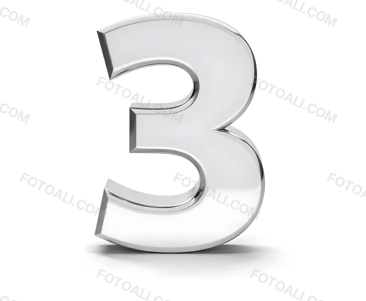A Shiny Silver Number Three On A White Background Casting A Soft Shadow Smooth Surface Elegant Design Modern Typography Minimalist Style Clean Presentation 4 7ac4