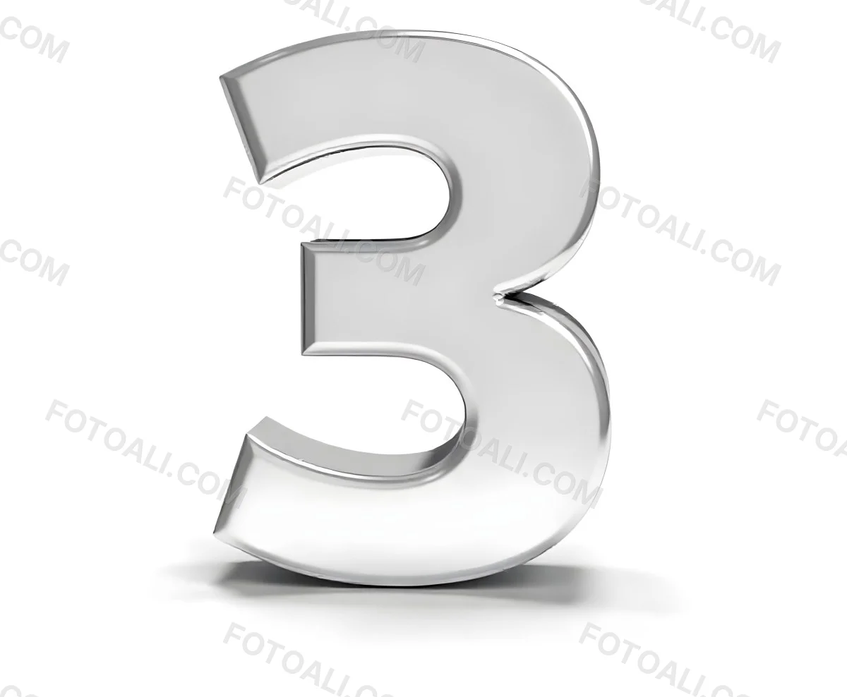 A Shiny Silver Number Three On A White Background Casting A Soft Shadow Smooth Surface Elegant Design Modern Typography Minimalist Style Clean Presentation 7 Ede3
