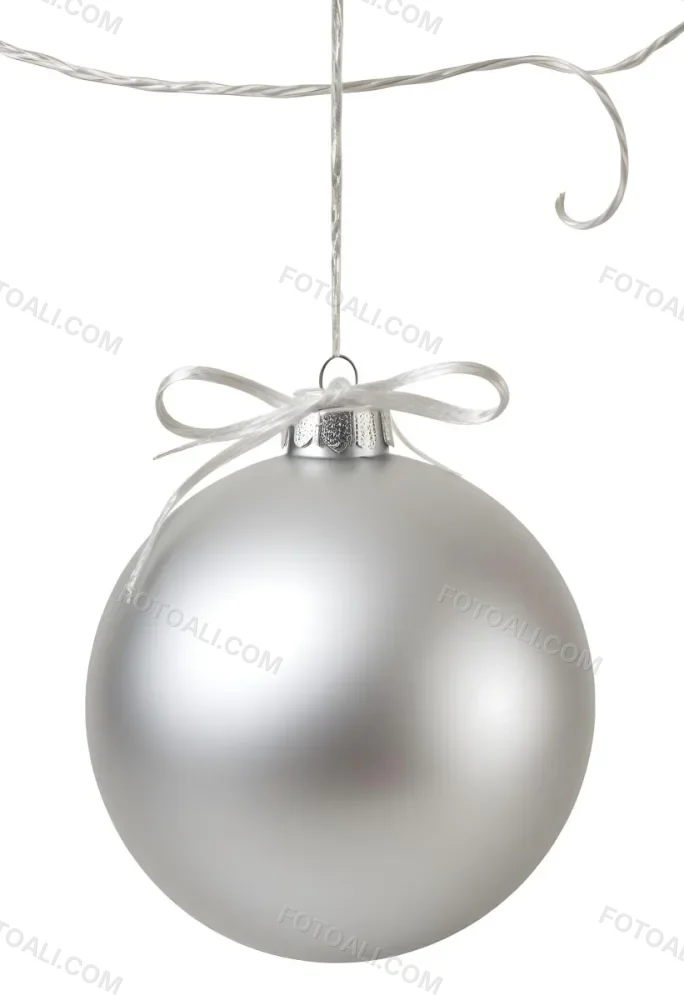 A Silver Christmas Ball Ornament With A White Top And A White String Isolated On A Golden Background 1 4c0f