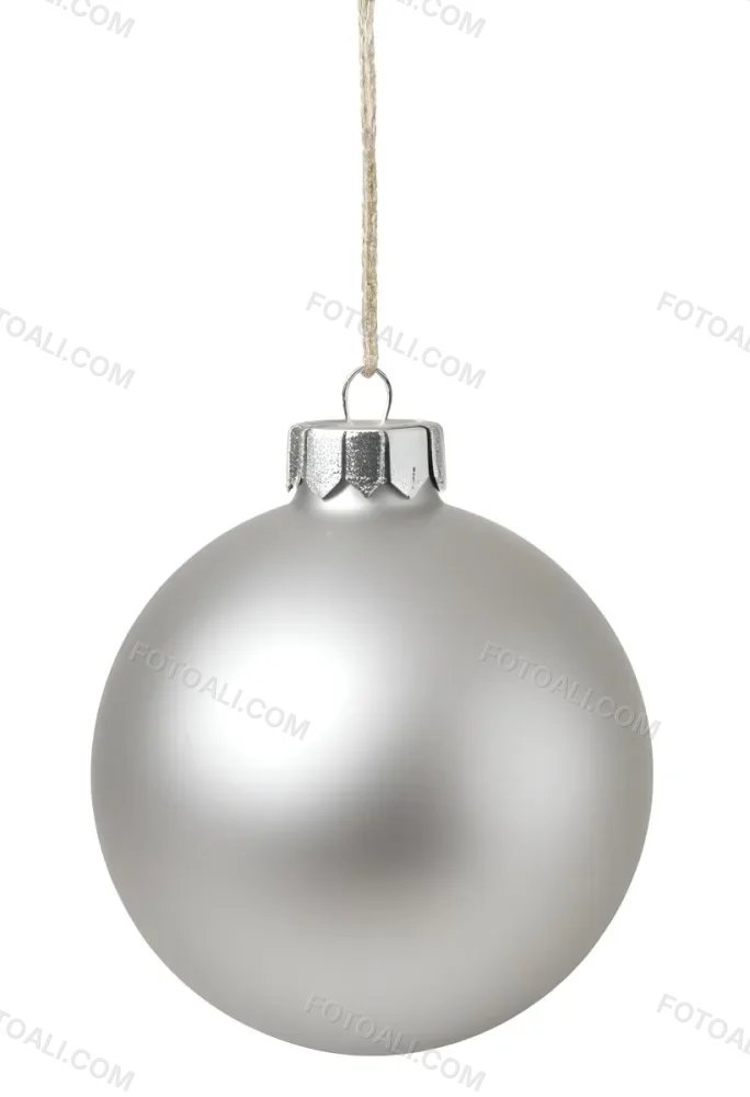 A Silver Christmas Ball Ornament With A White Top And A White String Isolated On A Golden Background 14 D57e