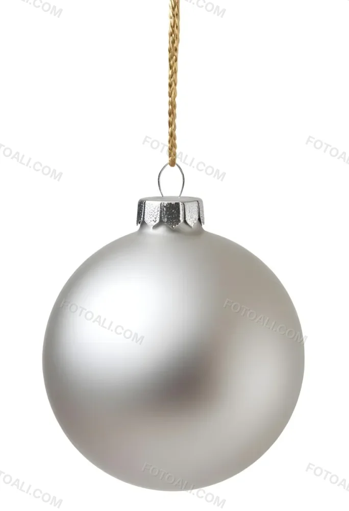 A Silver Christmas Ball Ornament With A White Top And A White String Isolated On A Golden Background 7 Dd03