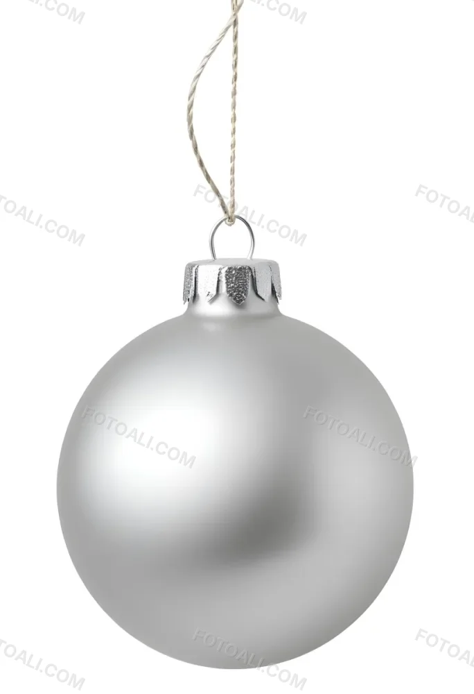 A Silver Christmas Ball Ornament With A White Top And A White String Isolated On A Golden Background 9 C529