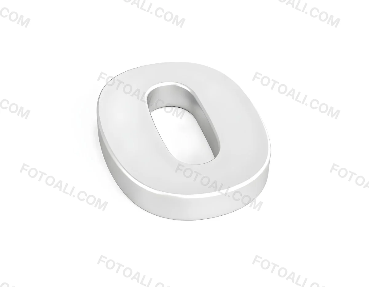 A Silver Number Zero With A Metallic Texture Casting A Soft Shadow On A Plain White Background Minimalist Design Soft Lighting 12 394c