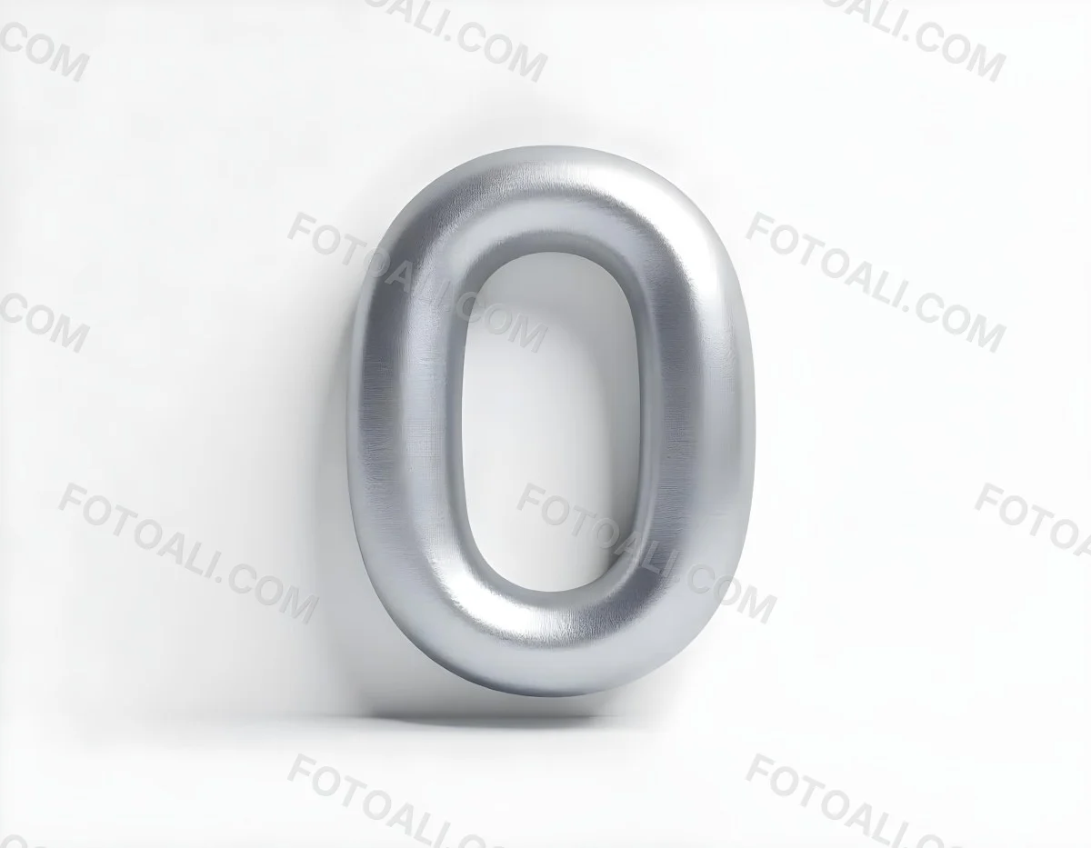 A Silver Number Zero With A Metallic Texture Casting A Soft Shadow On A Plain White Background Minimalist Design Soft Lighting 19 3d61