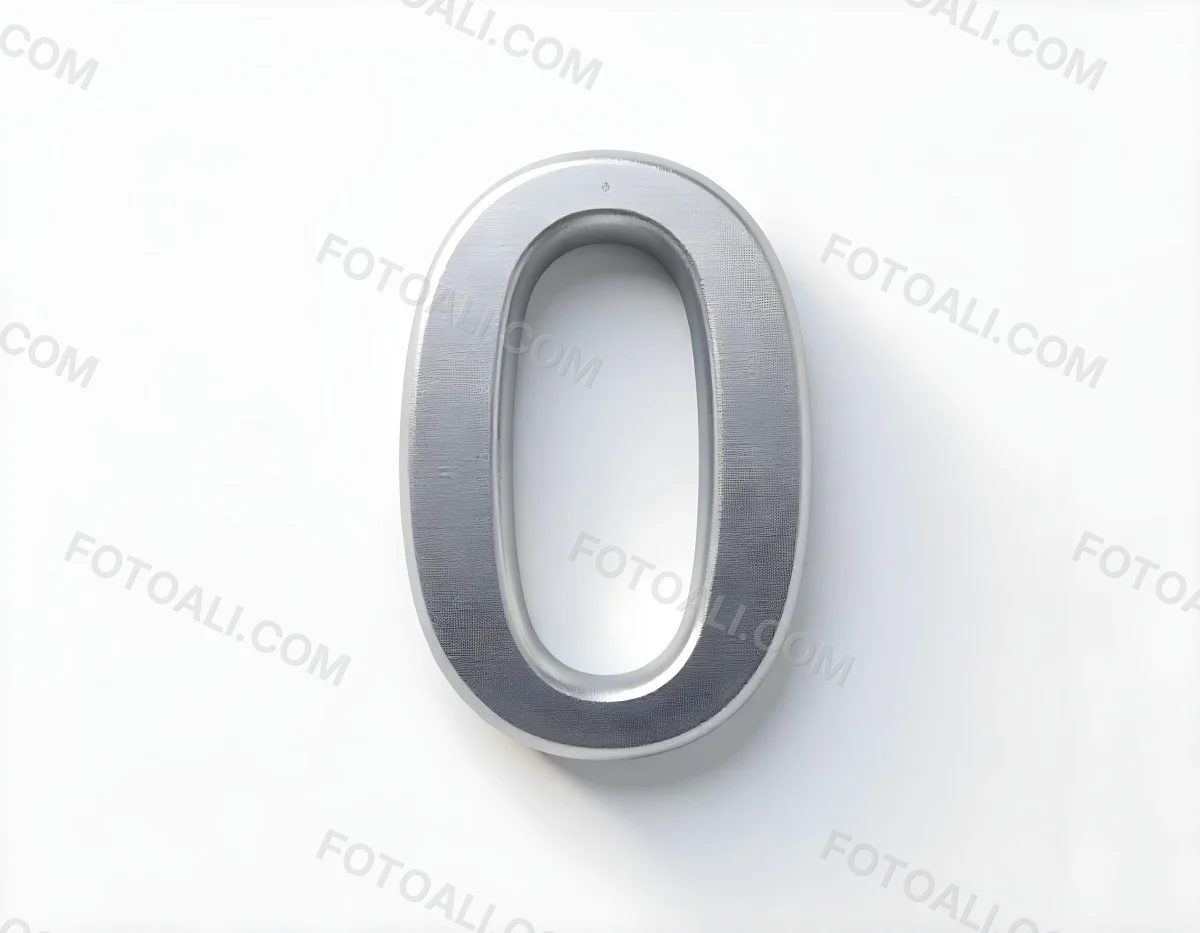 A Silver Number Zero With A Metallic Texture Casting A Soft Shadow On A Plain White Background Minimalist Design Soft Lighting 26 Bec8