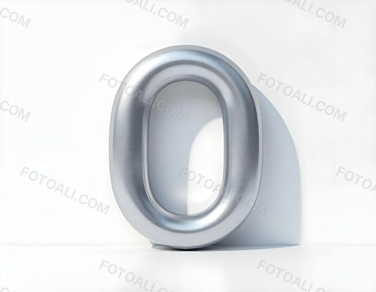A Silver Number Zero With A Metallic Texture Casting A Soft Shadow On A Plain White Background Minimalist Design Soft Lighting 27 8e62