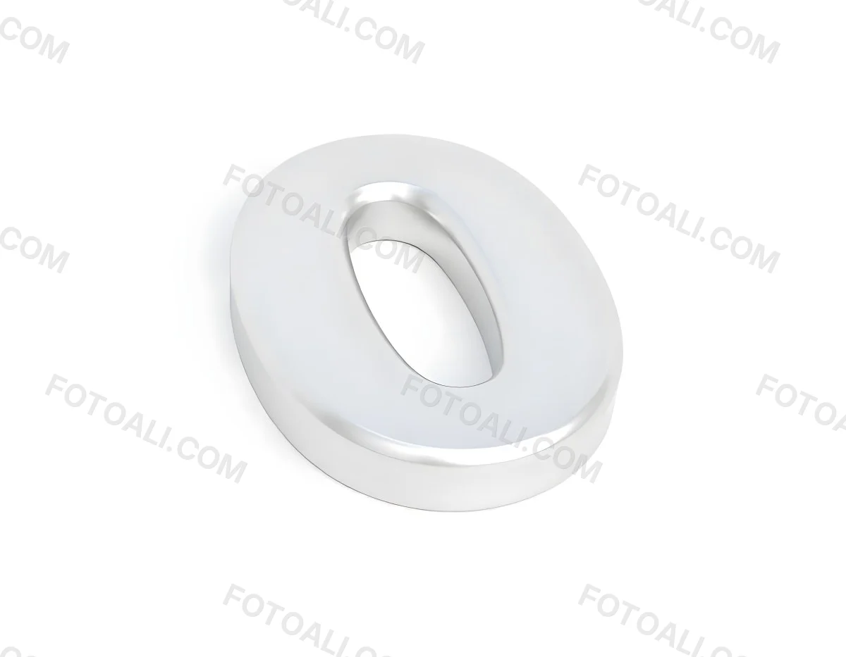 A Silver Number Zero With A Metallic Texture Casting A Soft Shadow On A Plain White Background Minimalist Design Soft Lighting 41 732c