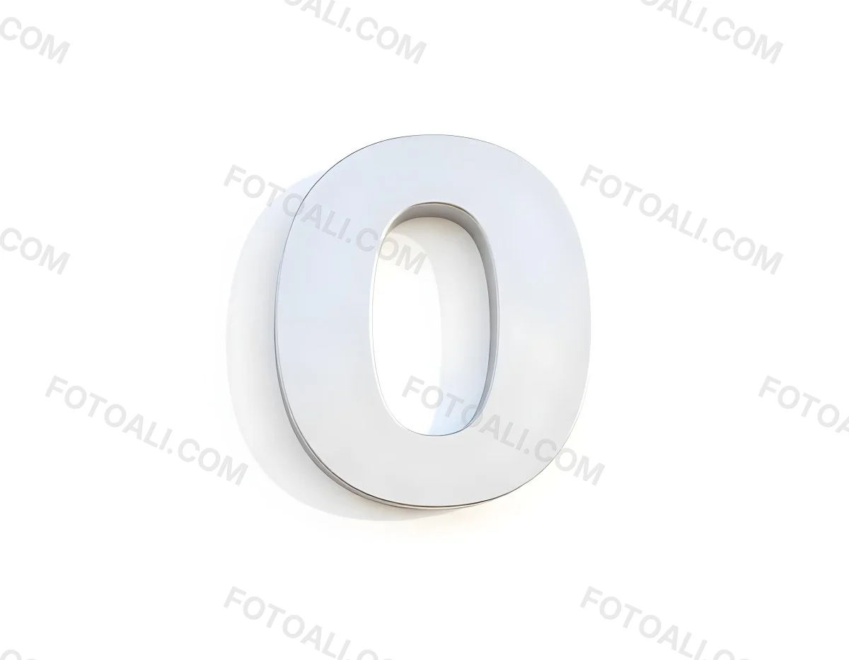 A Silver Number Zero With A Metallic Texture Casting A Soft Shadow On A Plain White Background Minimalist Design Soft Lighting 43 F803