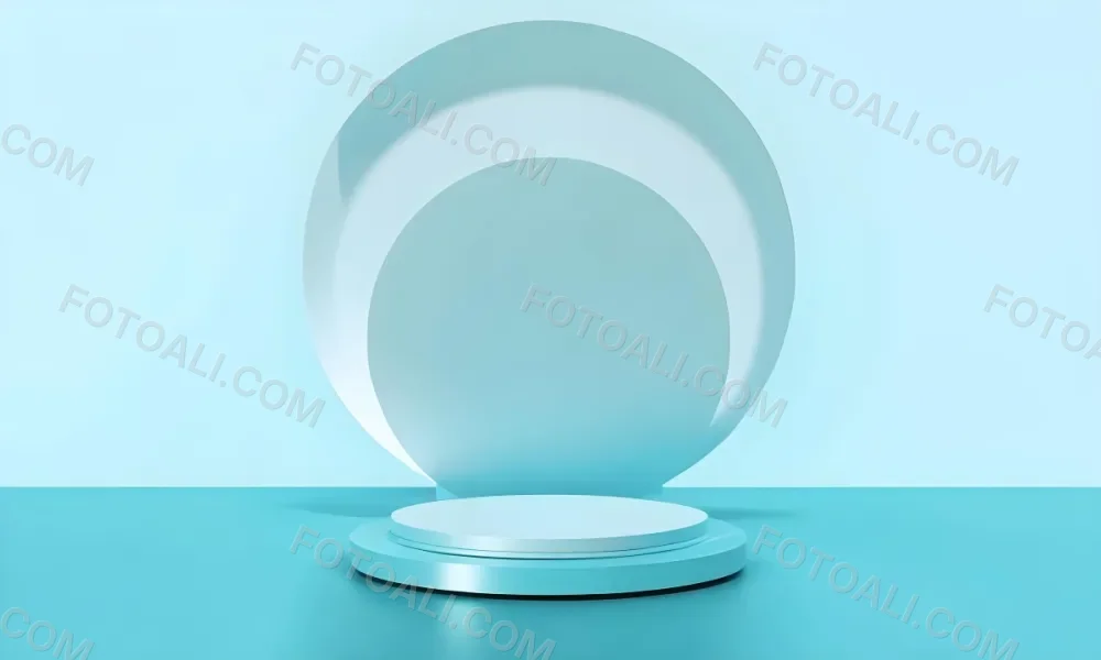 A Silver Podium With A Glass Circle Behind It Light Blue Background Minimalist Design Soft Lighting Clean And Modern Aesthetic Product Display Elegant Presentation 2 43c1