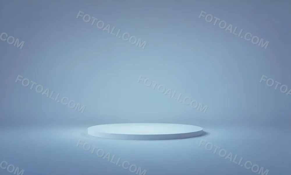 A Silver Podium With A Glass Circle Behind It Light Blue Background Minimalist Design Soft Lighting Clean And Modern Aesthetic Product Display Elegant Presentation 28 0572