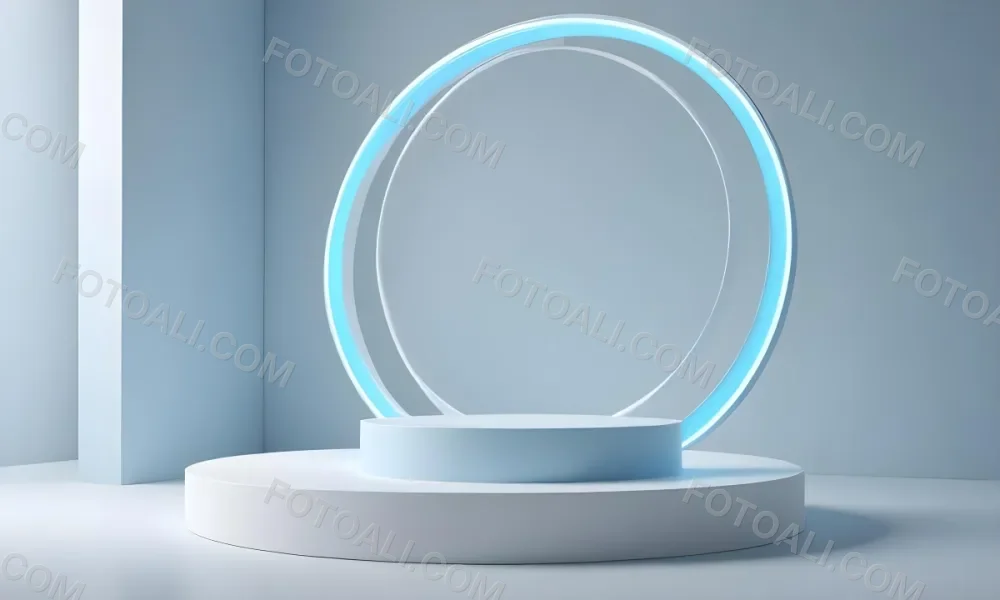 A Silver Podium With A Glass Circle Behind It Light Blue Background Minimalist Design Soft Lighting Clean And Modern Aesthetic Product Display Elegant Presentation 39 61e5