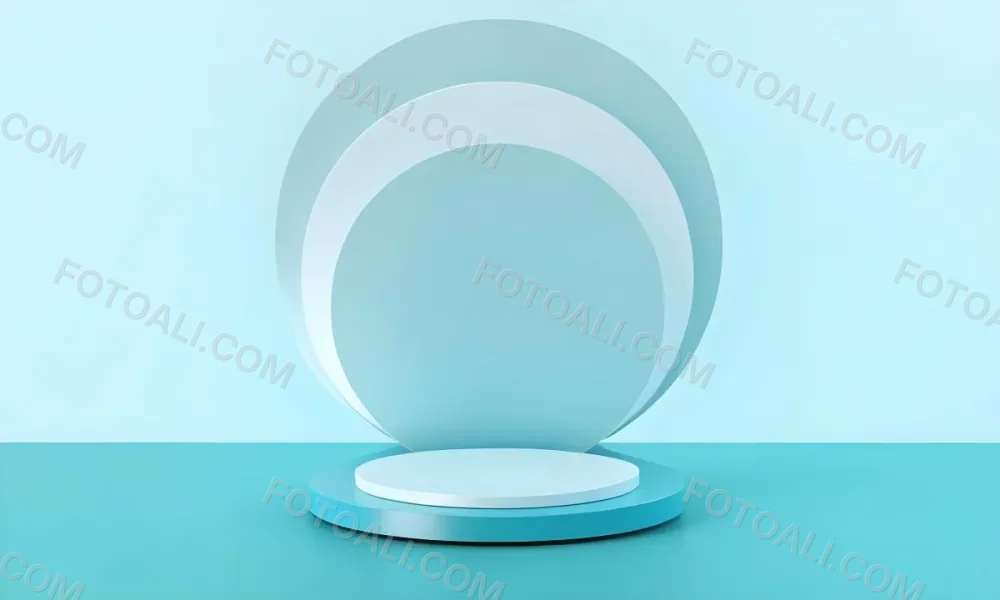 A Silver Podium With A Glass Circle Behind It Light Blue Background Minimalist Design Soft Lighting Clean And Modern Aesthetic Product Display Elegant Presentation 4 Fe4c