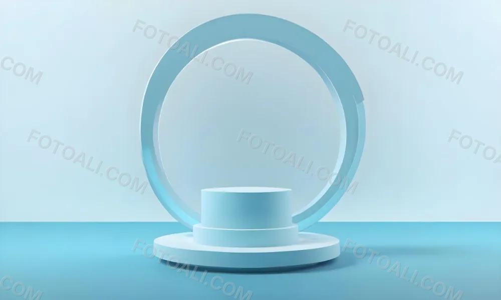 A Silver Podium With A Glass Circle Behind It Light Blue Background Minimalist Design Soft Lighting Clean And Modern Aesthetic Product Display Elegant Presentation 5 Cf7f
