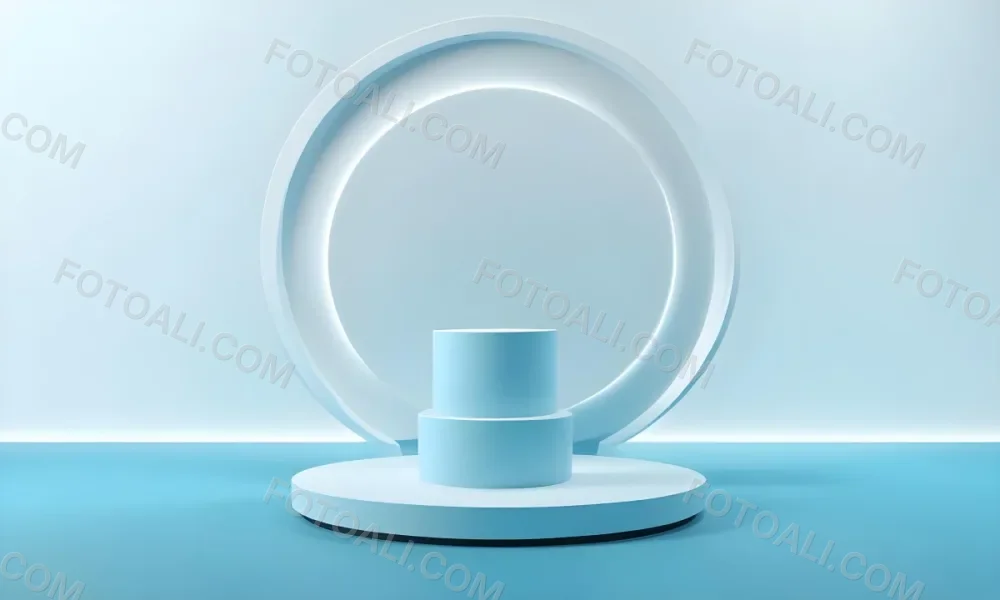 A Silver Podium With A Glass Circle Behind It Light Blue Background Minimalist Design Soft Lighting Clean And Modern Aesthetic Product Display Elegant Presentation 8 Af85