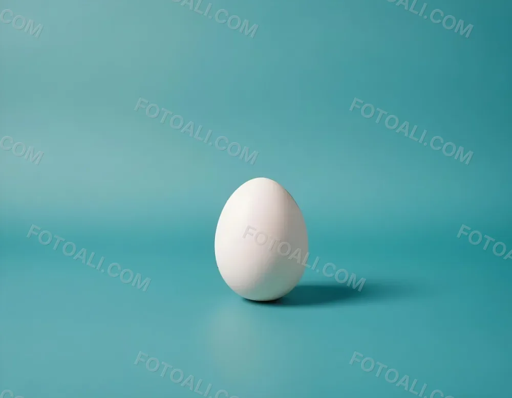 A Single White Egg On A Teal Blue Background 10 48cd