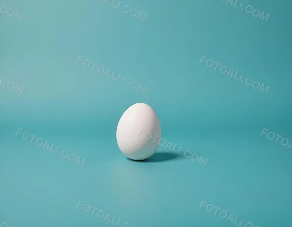 A Single White Egg On A Teal Blue Background 11 2ef3