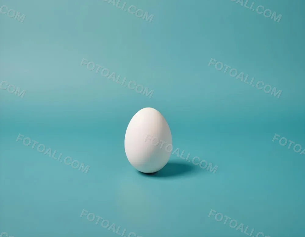 A Single White Egg On A Teal Blue Background 12 Ce9c