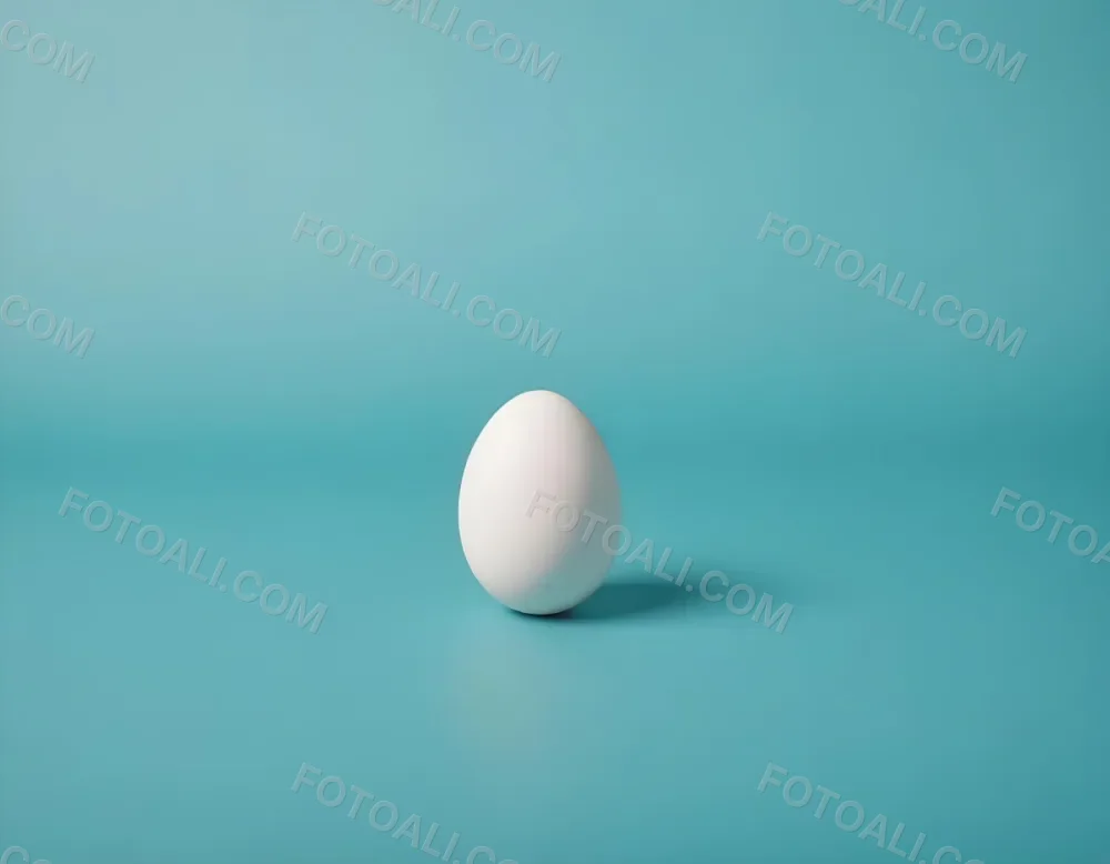 A Single White Egg On A Teal Blue Background 22 57f4