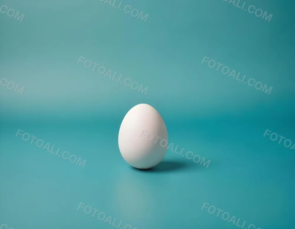 A Single White Egg On A Teal Blue Background 5 3e63