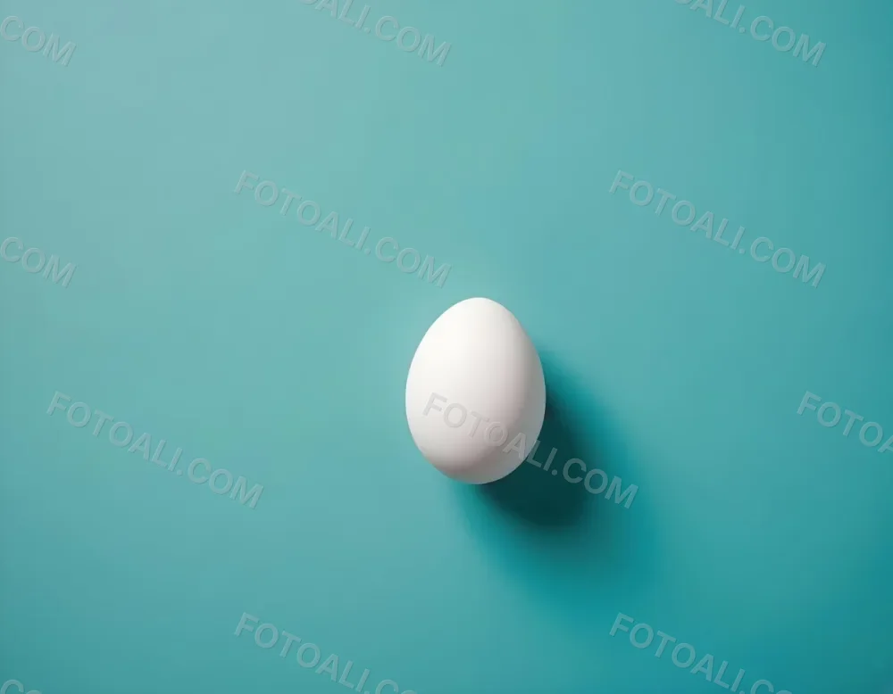 A Single White Egg On A Teal Blue Background 6 Fe9d