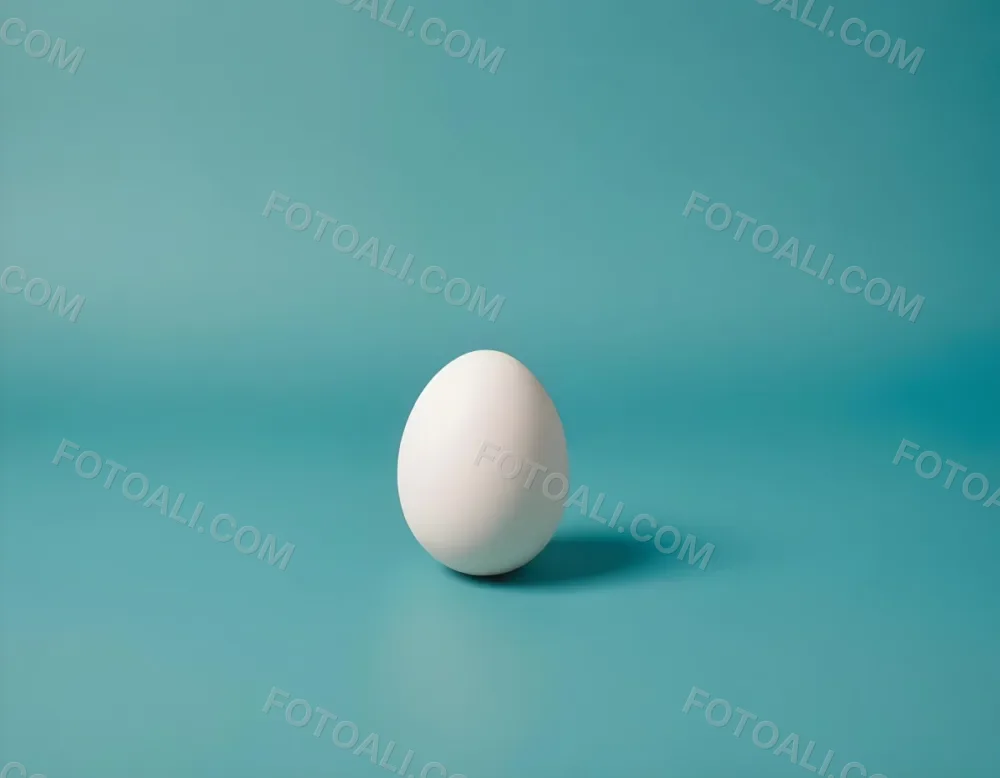 A Single White Egg On A Teal Blue Background 7 18e3