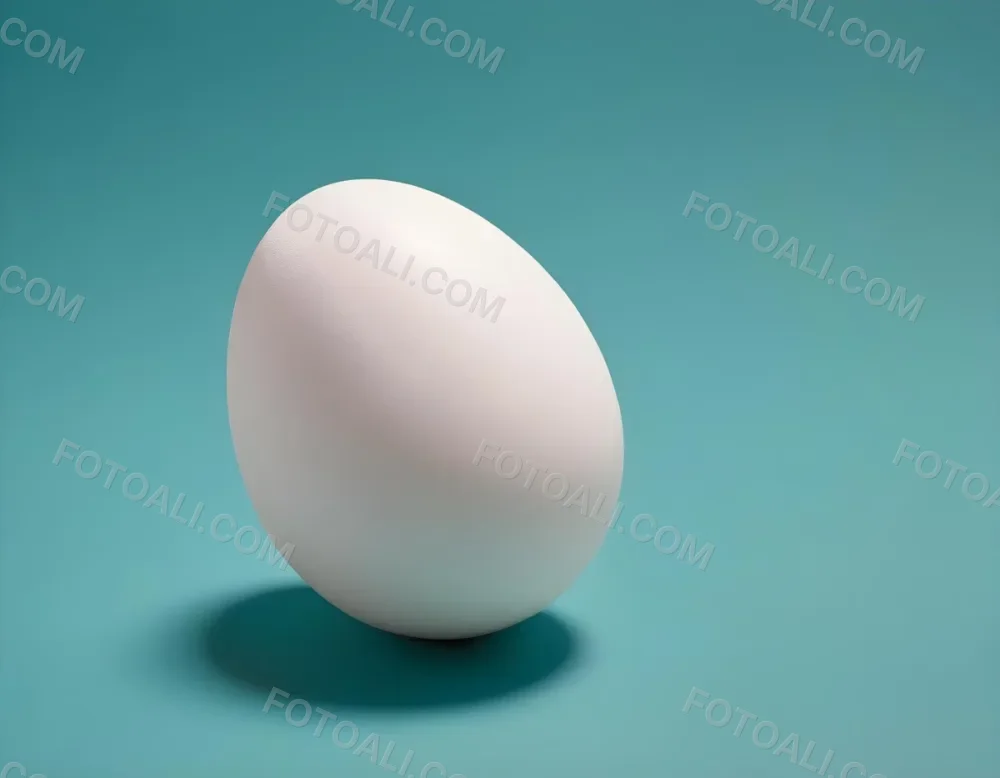 A Single White Egg On A Teal Blue Background 8 6854