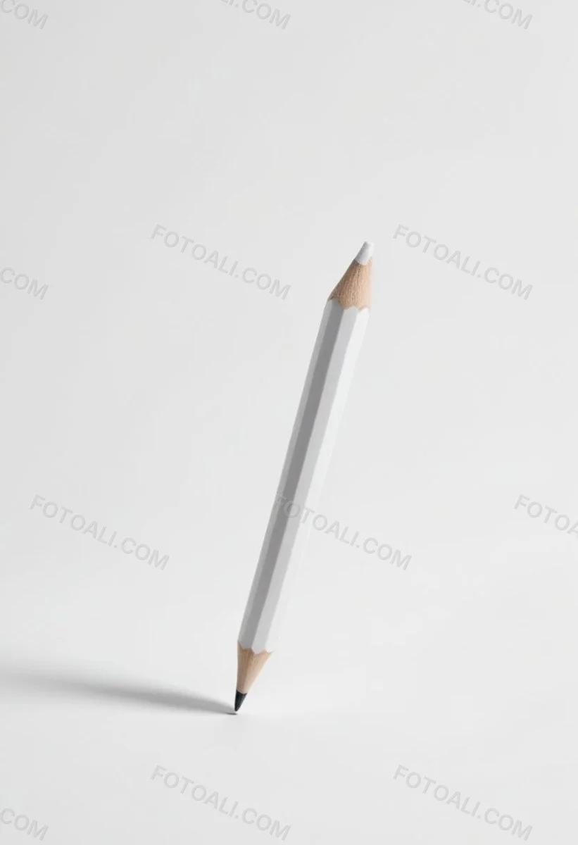 A Single White Pencil On A Plain White Background 1 1e43